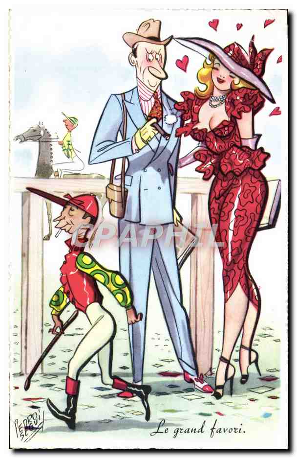 CPA Fantaisie Humour Jockey Le grand favori