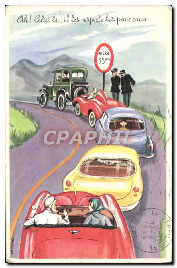CPA Fantaisie Humour Automobile Gendarme 