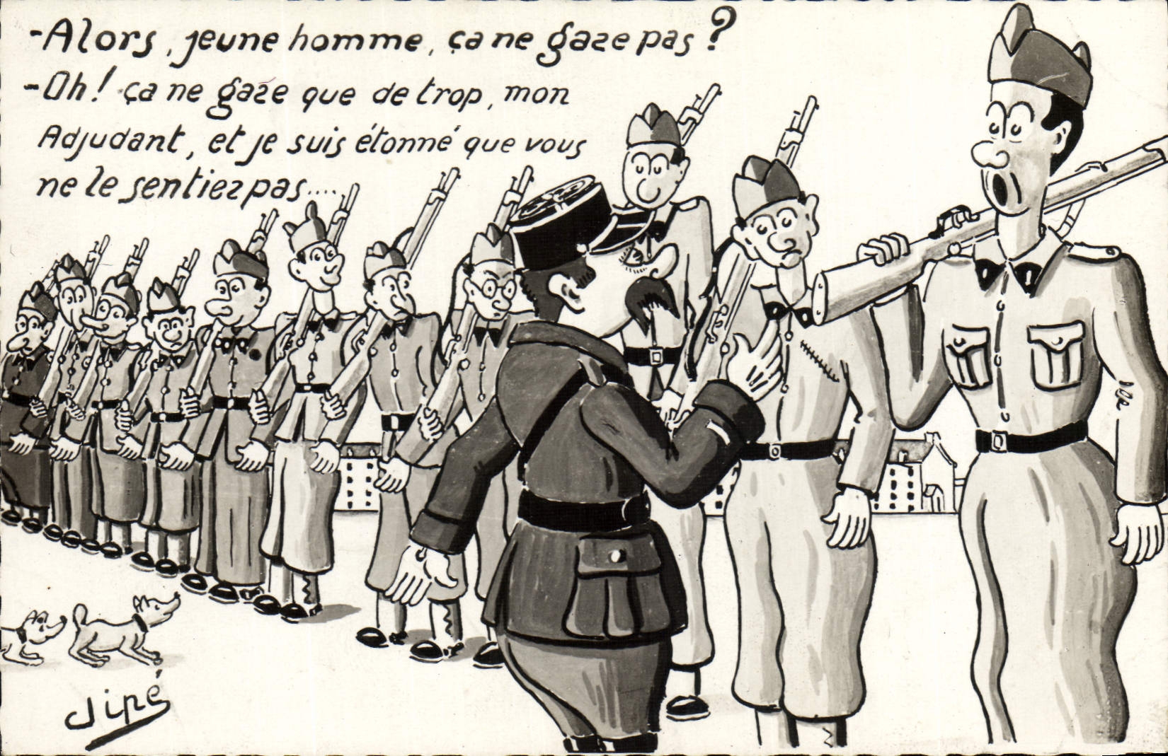 CPM Fantaisie Militaria Ca ne gae pas Ji^pe Chien