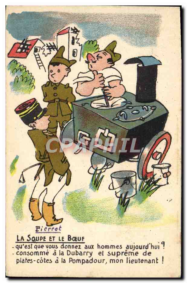 Pierrot et le Bœuf — La soupe et le bœuf — Collection Comique Militaire, éd. Noyer, Paris
