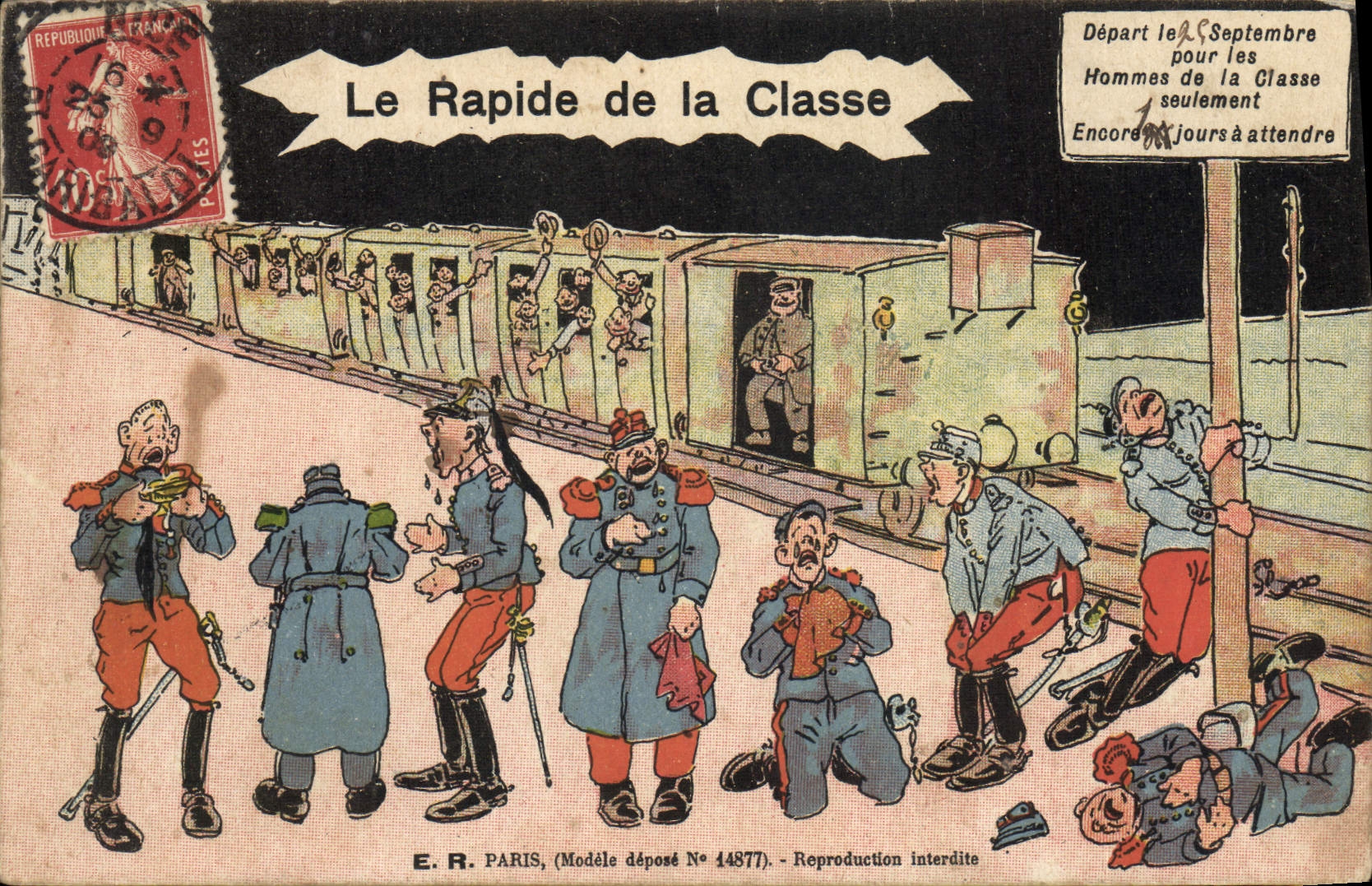 Le Rapide de la Classe — Départ le 2 Septembre pour les Hommes de la Classe seulement — E.R. PARIS (Modèle déposé N° 44877)
