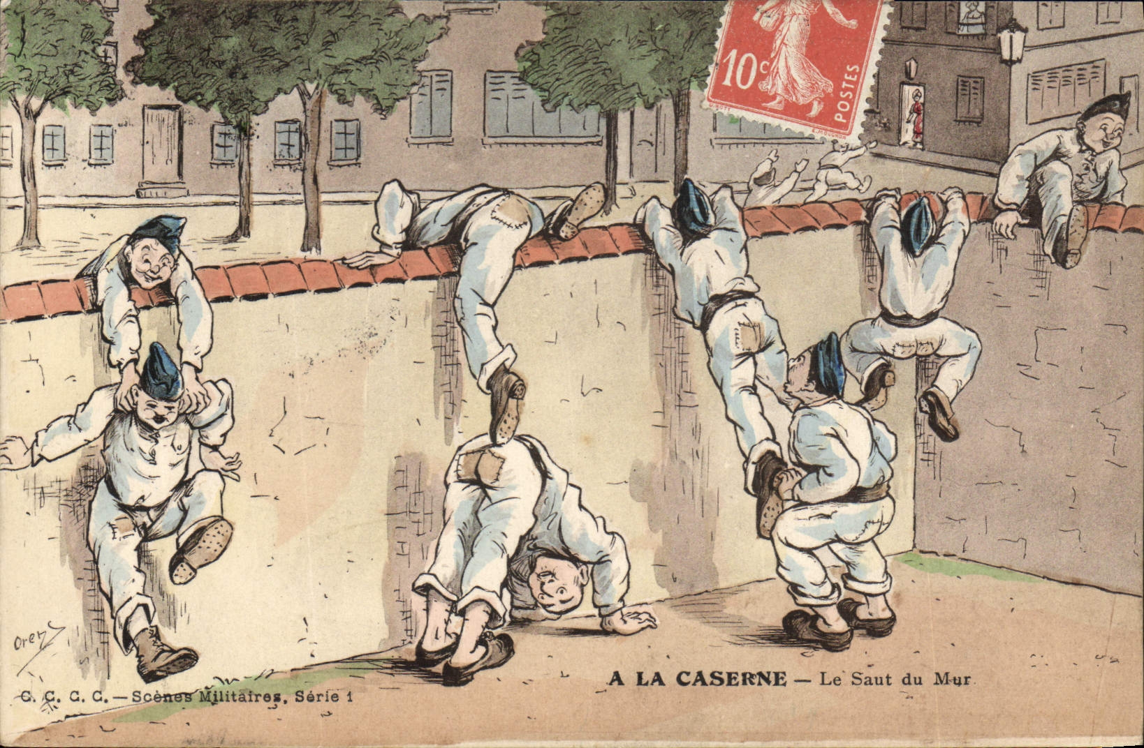 A LA CASERNE — Le Saut du Mur — G.C.C. — Scènes Militaires, Série 1