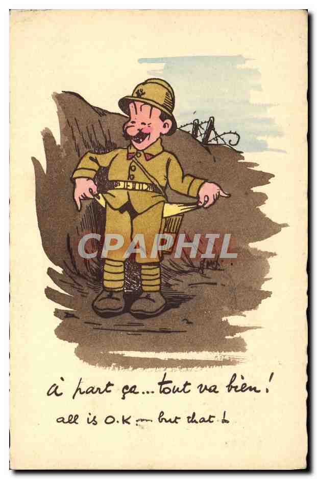 Soldat français en uniforme — caricature — éditeur non visible