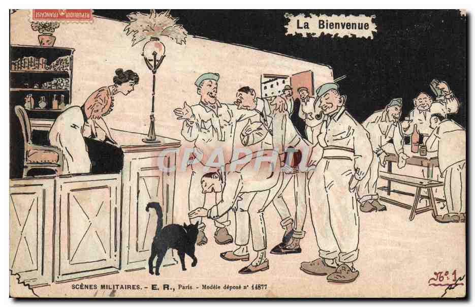 Scènes militaires — La Bienvenue — E. R., Paris — Modèle déposé n° 14877