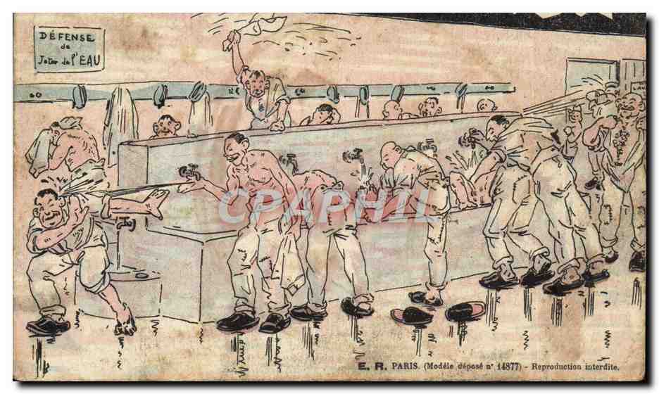CPA Fantaisie Militaria Au lavabo