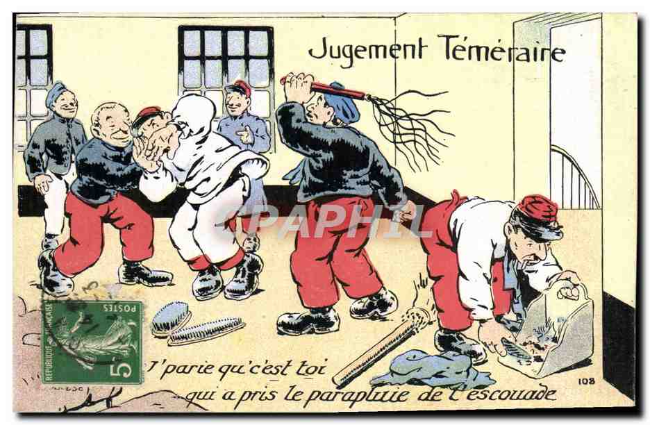 Jugement Téméraire — caricature militaire — éditeur non visible, n° de série 108