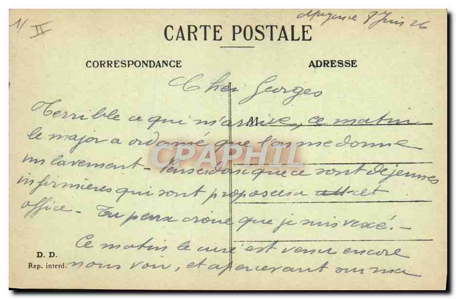 Scènes militaires — École de Tape-Q — A.P. JERRY 1912 — Verso