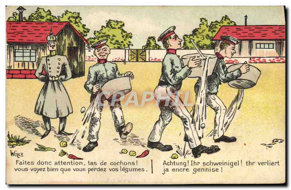 Soldats allemands — dérision sur les légumes — éditeur Willy, n° non visible