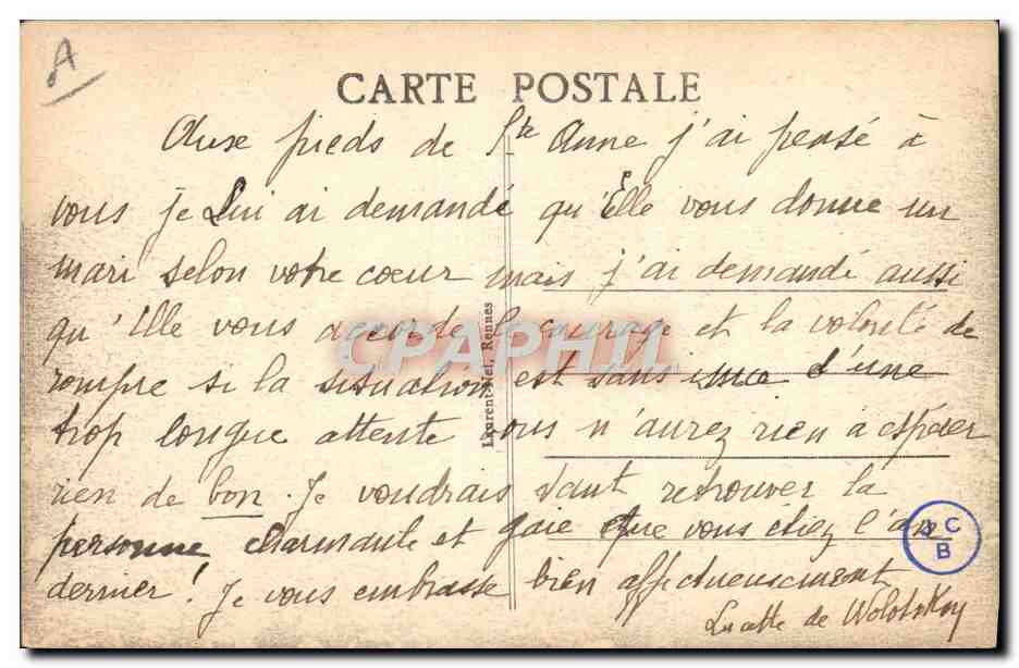 CPA Folklore Ste Anne d'Auray Messe a la Scala Sancta  — Verso