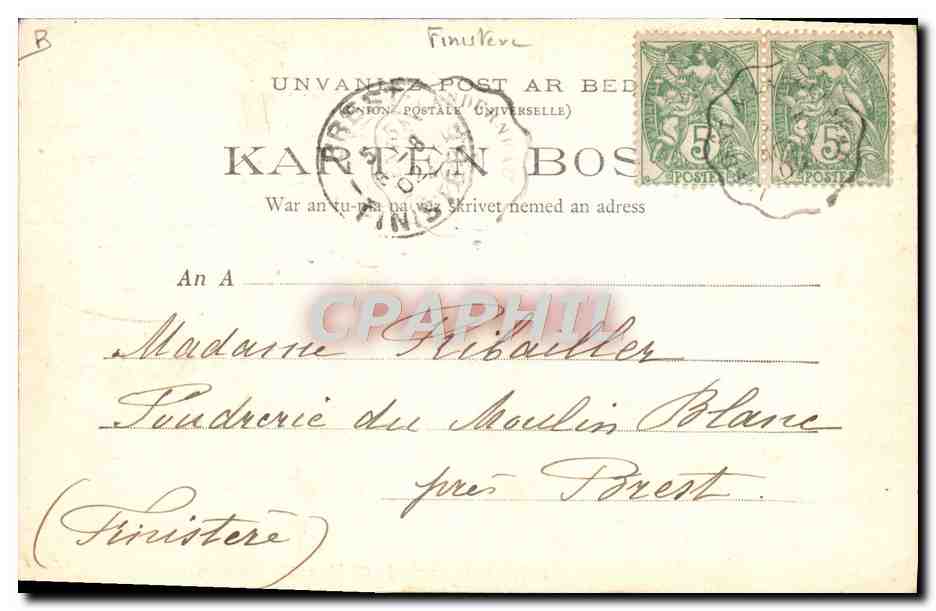 CPA Folklore Bretagne paysanne de Chateaulin  — Verso