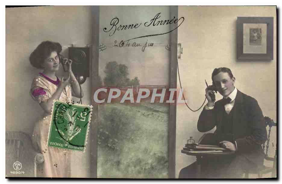 CPA Fantaisie Telephone Femme 