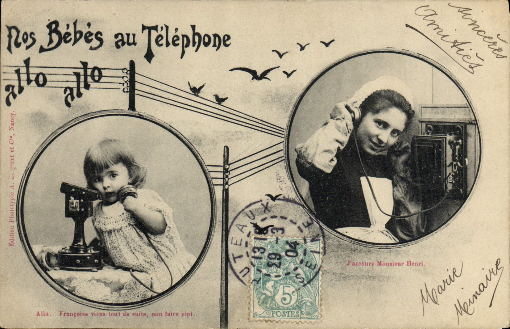 Nos Bébés au Téléphone — Édition Phototype A. Zoret et Cie, Nancy — n° de série non visible