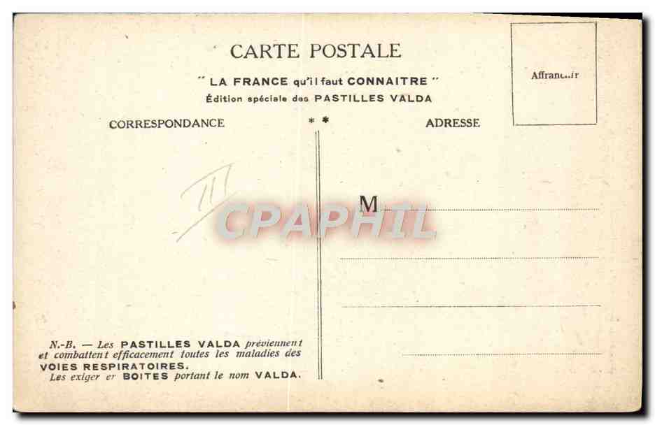 Auxerre — Anciennes fortifications de l'abbaye de Saint-Germain — Édition spéciale des Pastilles Valda — Verso