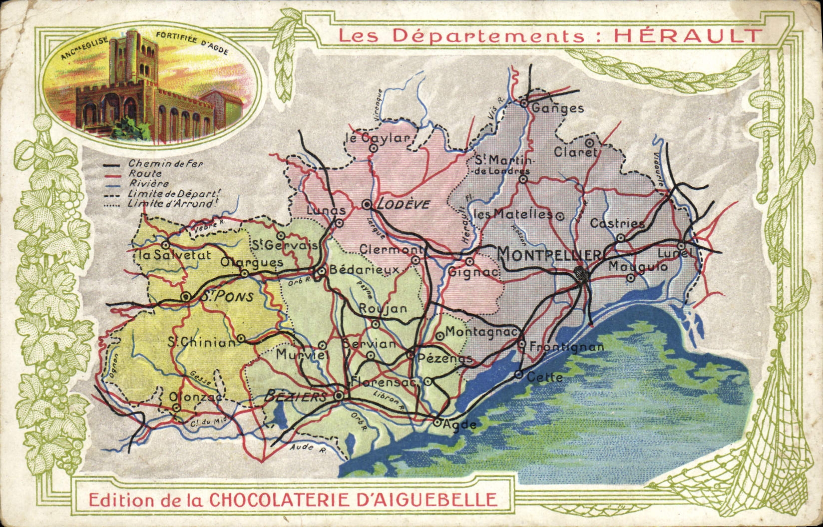 CPA Carte geographique Chocolaterie d'Aiguebelle Herault