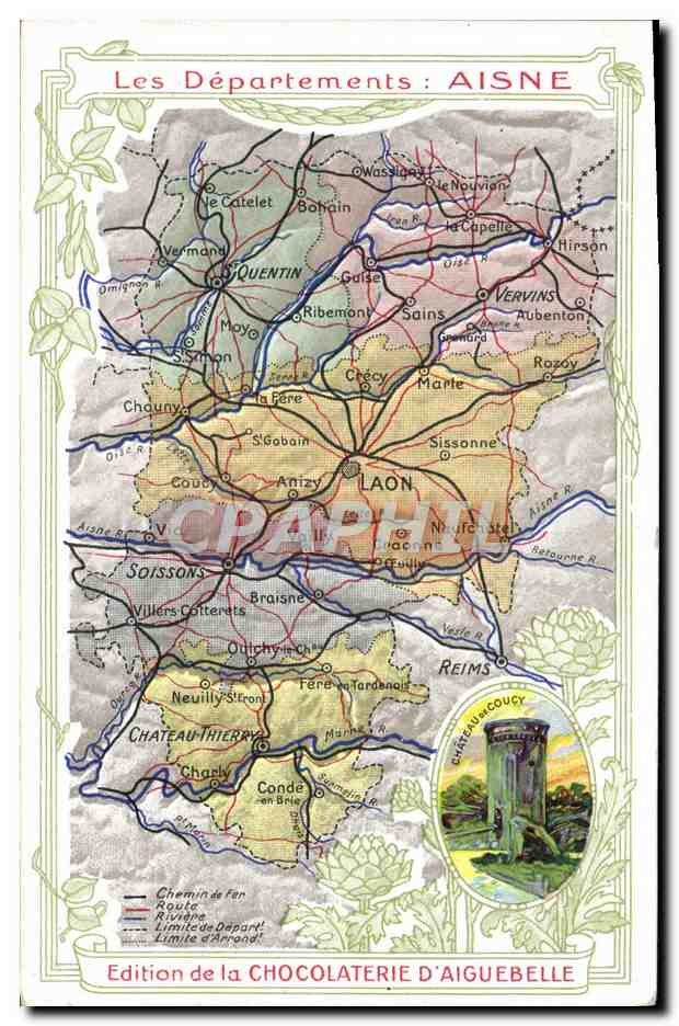 CPA Carte geographique Chocolaterie d'Aiguebelle Aisne 