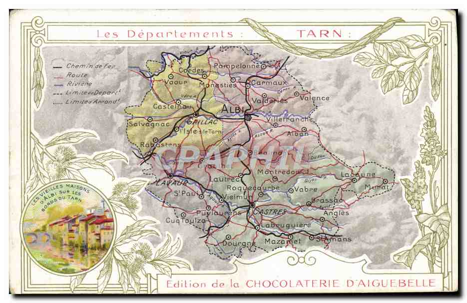 CPA Carte geographique Chocolaterie d'Aiguebelle Tarn