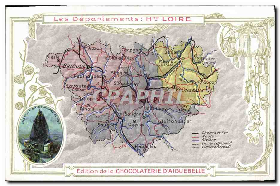 Haute-Loire — Carte des départements — Édition de la Chocolaterie d'Aiguebelle