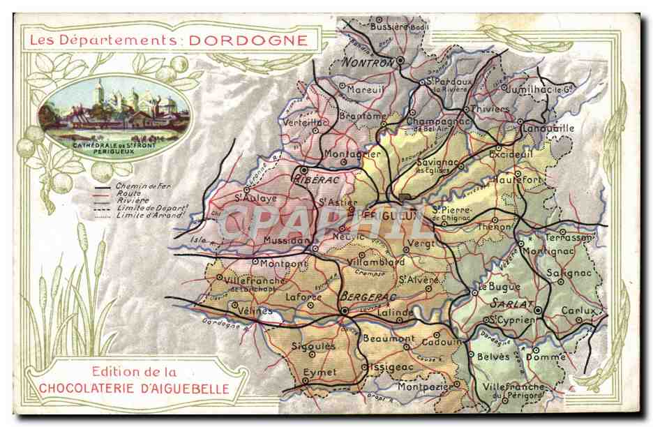 CPA Carte geographique Chocolaterie d'Aiguebelle Dordogne