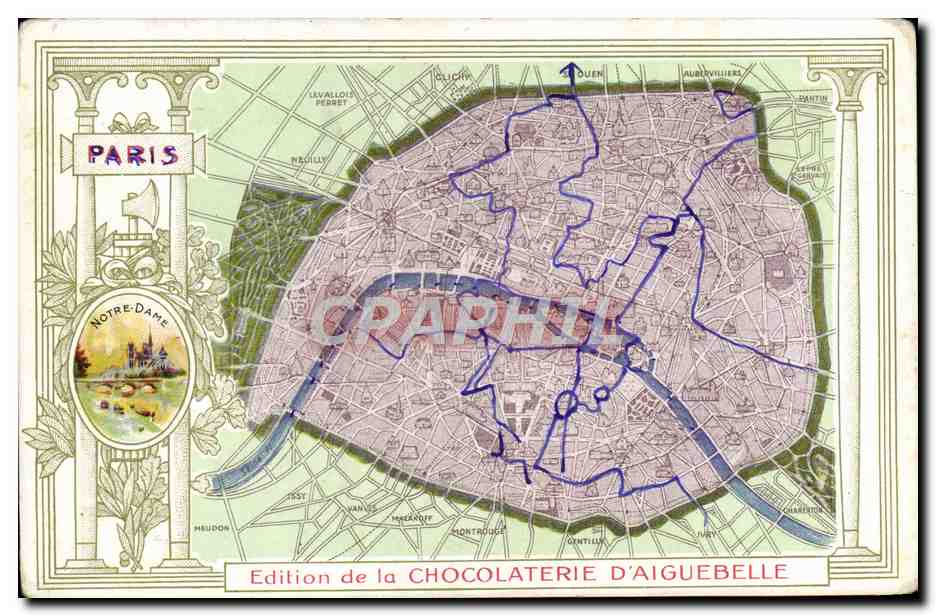 CPA Carte geographique Chocolaterie d'Aiguebelle Paris