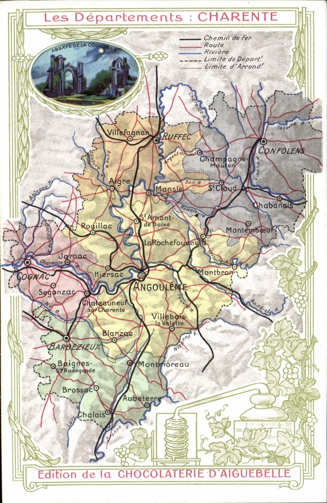 CPA Carte geographique Chocolaterie d'Aiguebelle Charente