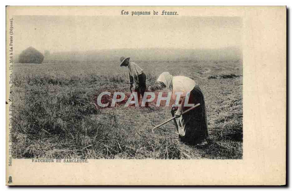 CPA Folklore Les paysans de France Faucher et sarcleuse