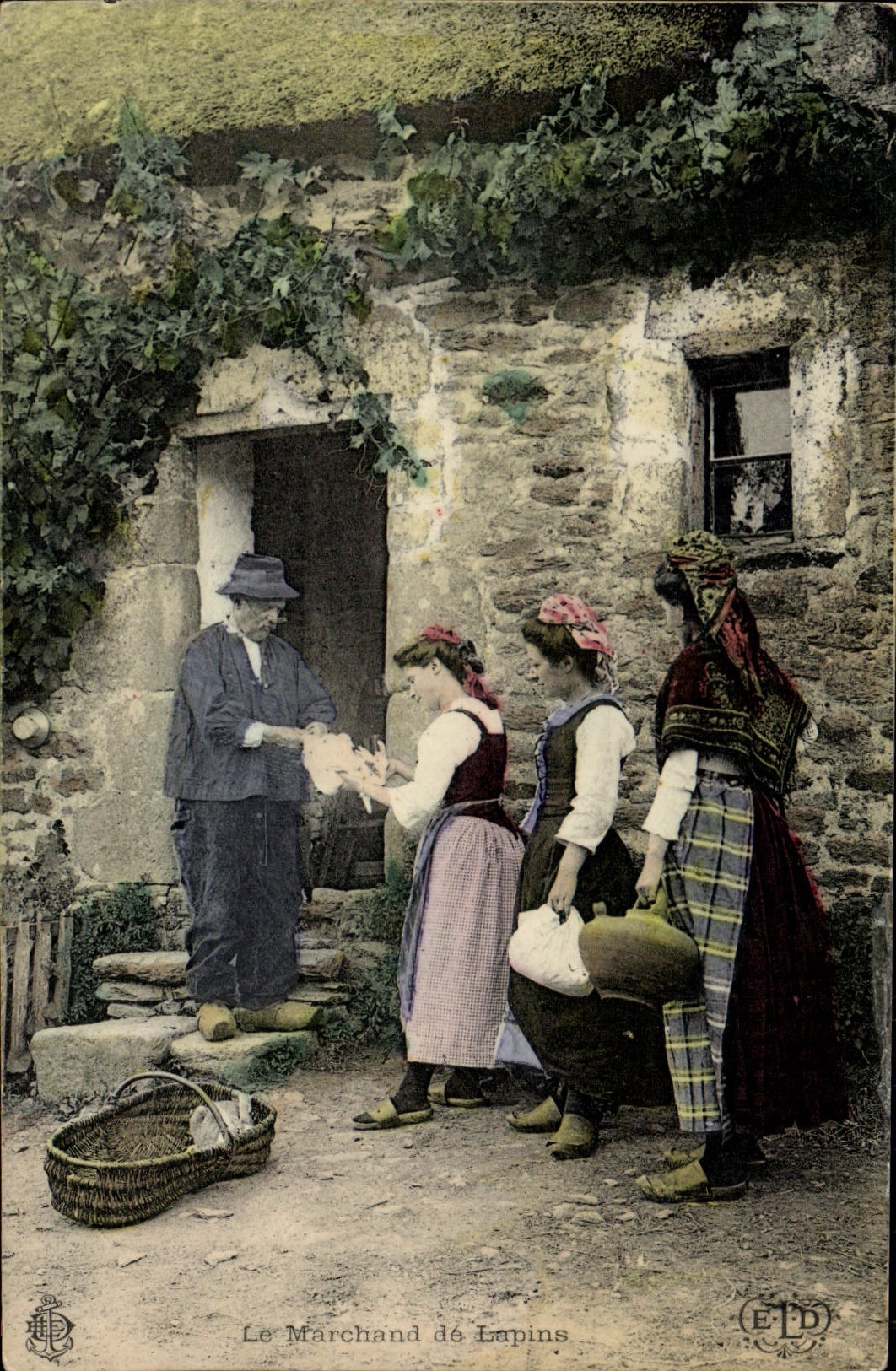 CPA Folklore Le marchand de lapins