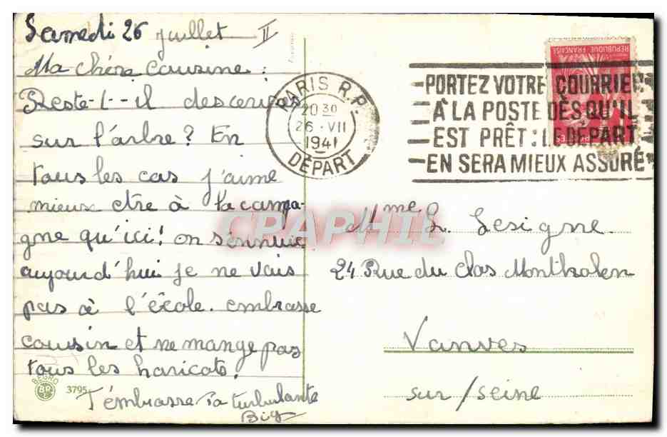 CPA Fantaisie Enfant Trefle Champignon — Verso