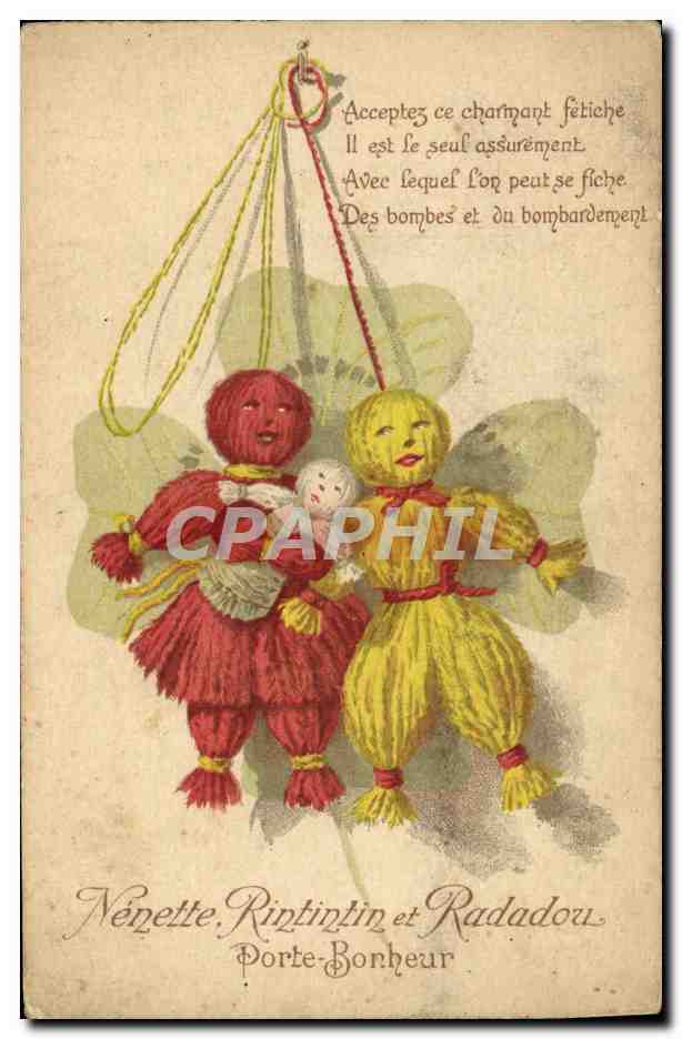 CPA Fantaisie Nenette Rintintin Radadou Porte bonheur 