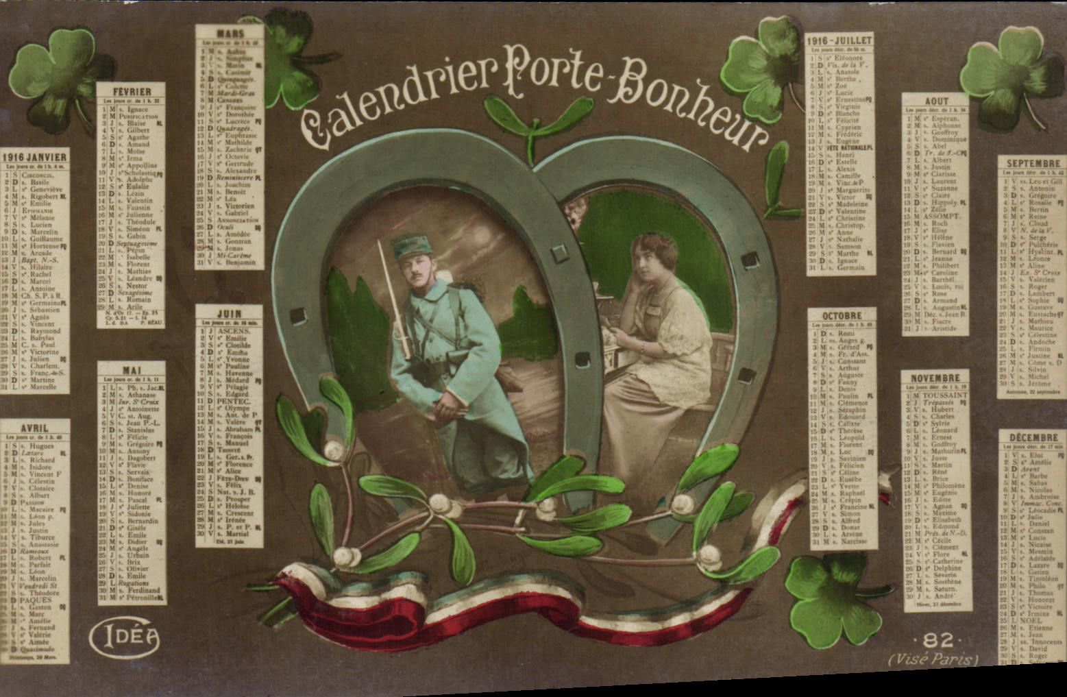 Kalender Glückbringer — 1916 — Verlag IDEG — Nr. 82 (Genehmigt Paris)