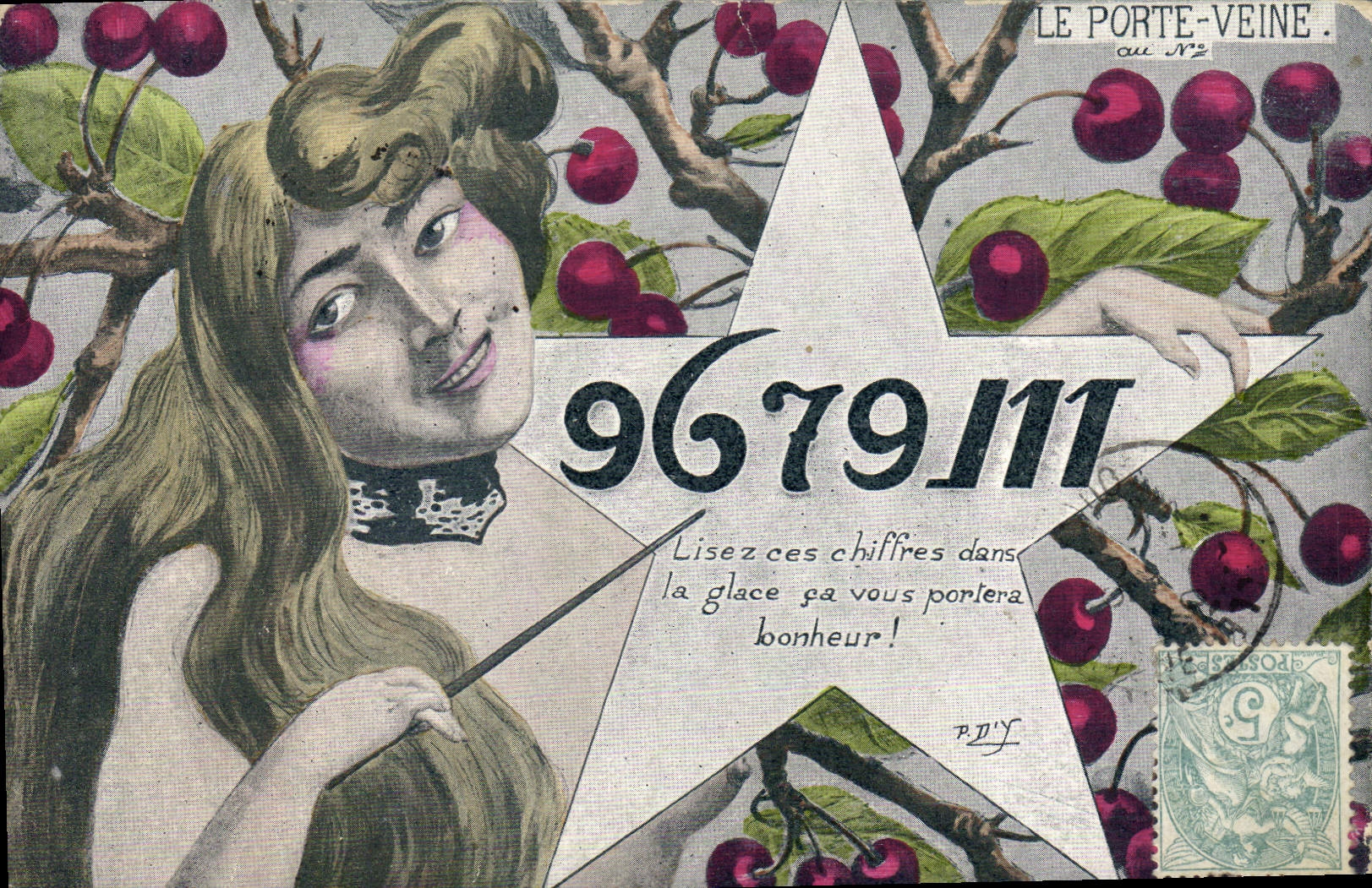 Femme au milieu de cerisiers — Le Porte-Veine, N°2 — éditeur P.D.Y.