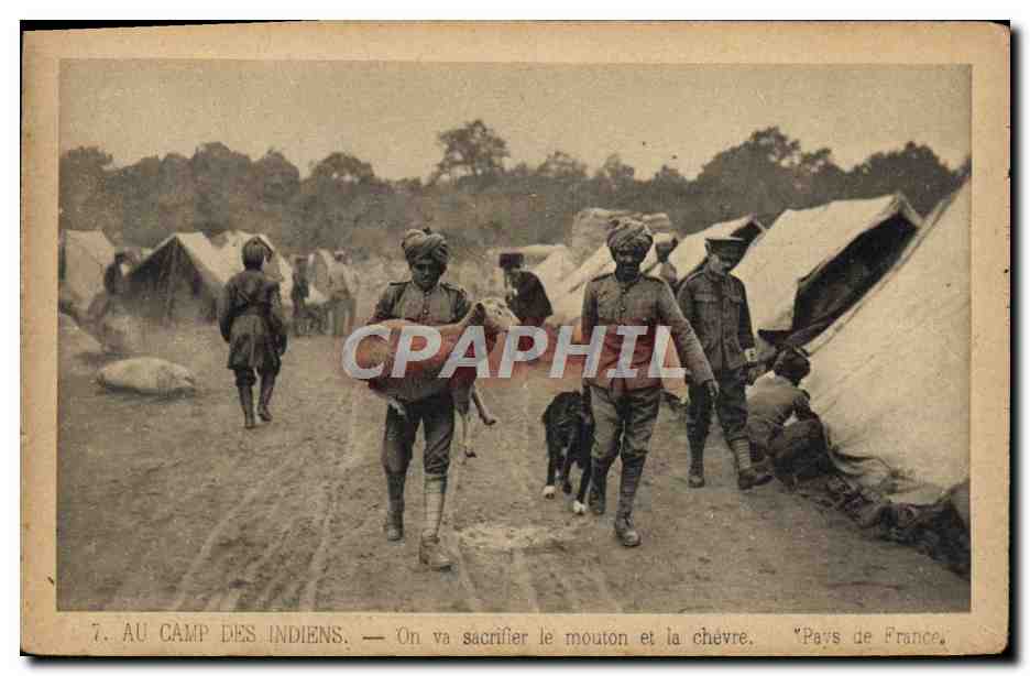 CPA Chevre Au camp des indiens On va sacrifier le mouton et la chevre 