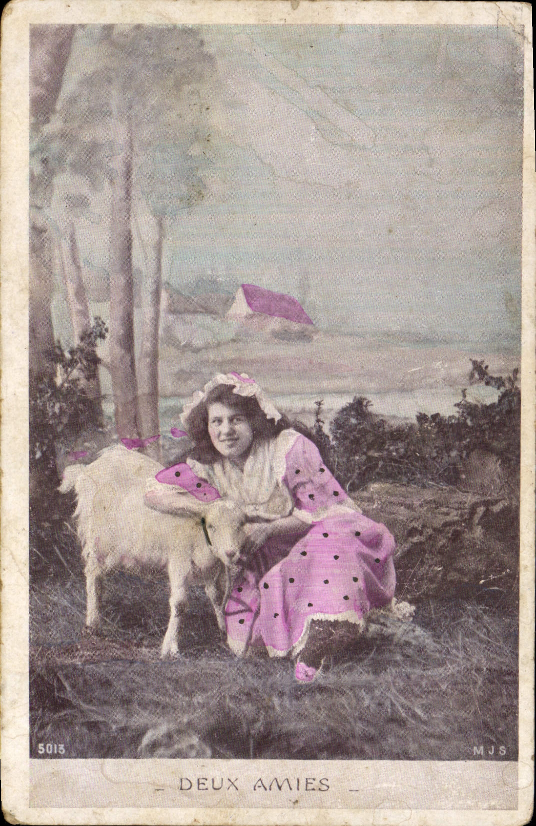 CPA Chevre Enfant Deux amies 