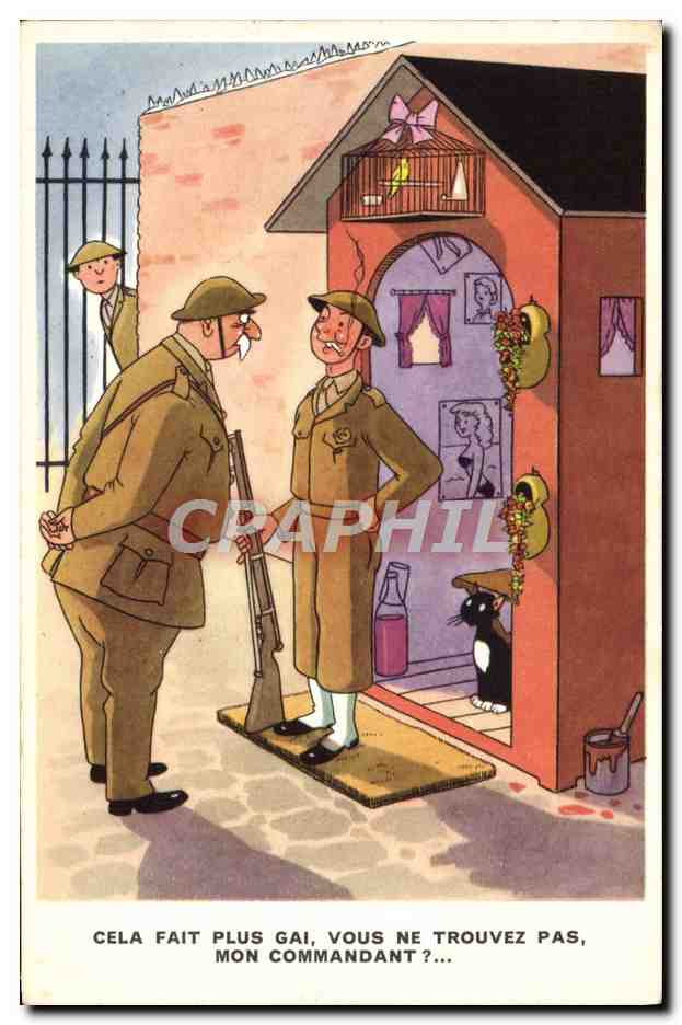 CPA Fantaisie Humour Soldat Militaria Chat