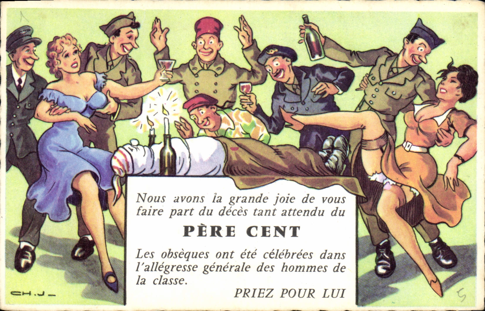 CPA Fantaisie Humour Soldat Militaria Pere Cent