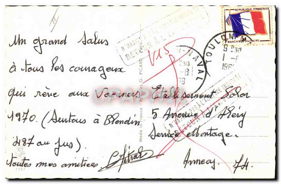 CPA Fantaisie Humour Soldat Militaria Jean Chaperon Marin Marins  — Rückseite