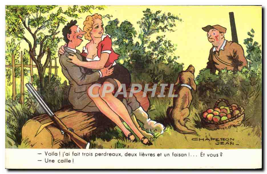 CPA Fantaisie Humour Chasse Chasseur Chien 