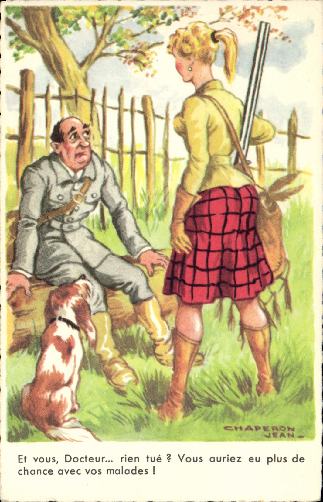 CPA Fantaisie Humour Chasse Chasseur Jean Chaperon 