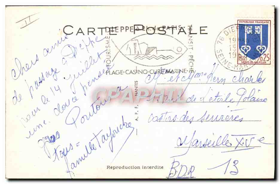 CPA Fantaisie Humour Plage Femme forte  — Rückseite