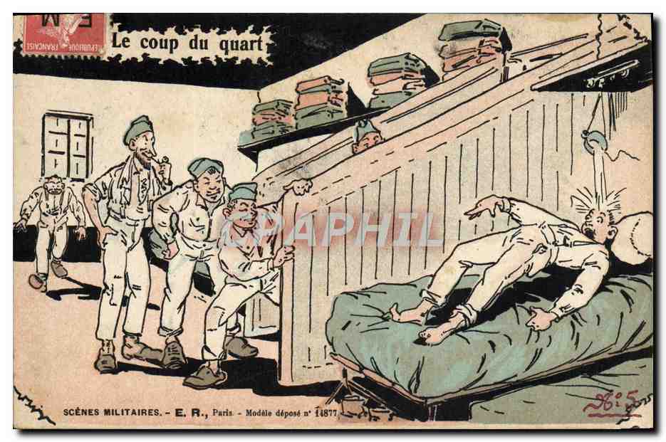 Le coup du quart — Scènes militaires — E. R., Paris — Modèle déposé n° 14877