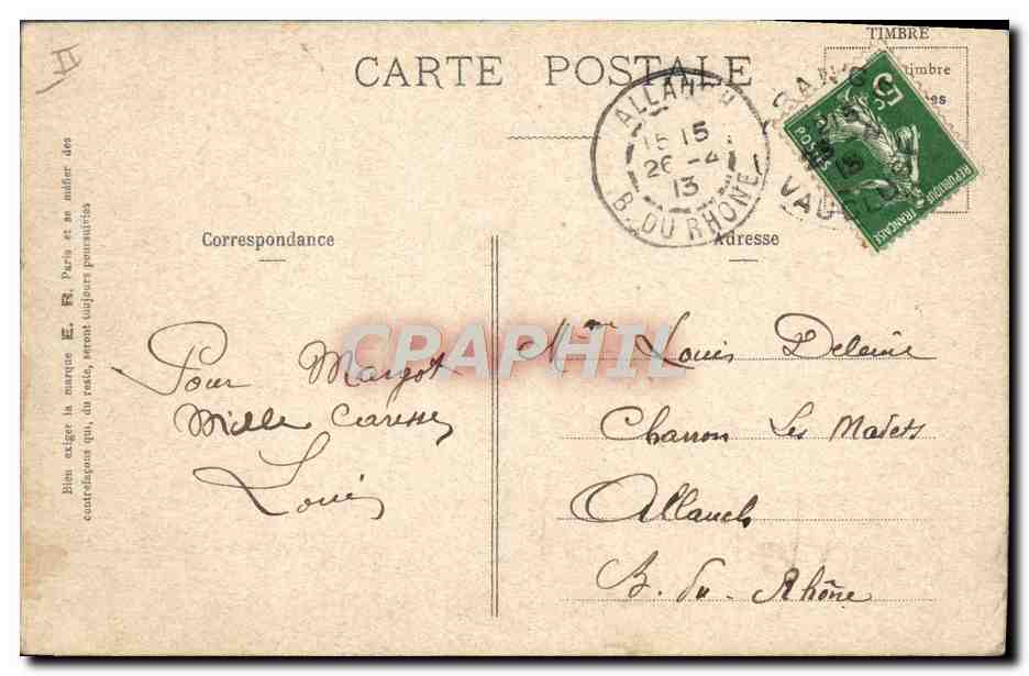 En faction de garde d'écurie — La Vie Militaire — E.R., Paris, Modèle déposé n° 14877 — Reverso