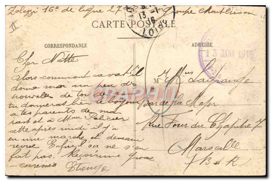 Soldats en exercice — caricature de la gymnastique militaire — Éditeur : Eugène B. (signé) — Série : Rassemblement, EA Paris déposé — Verso