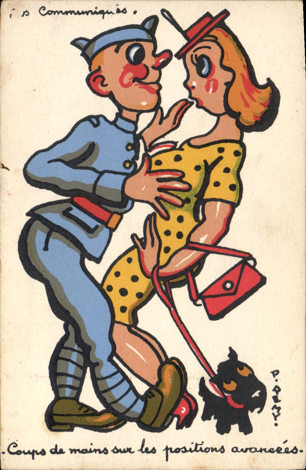 Soldat et femme — caricature militaire — P. PÉNY