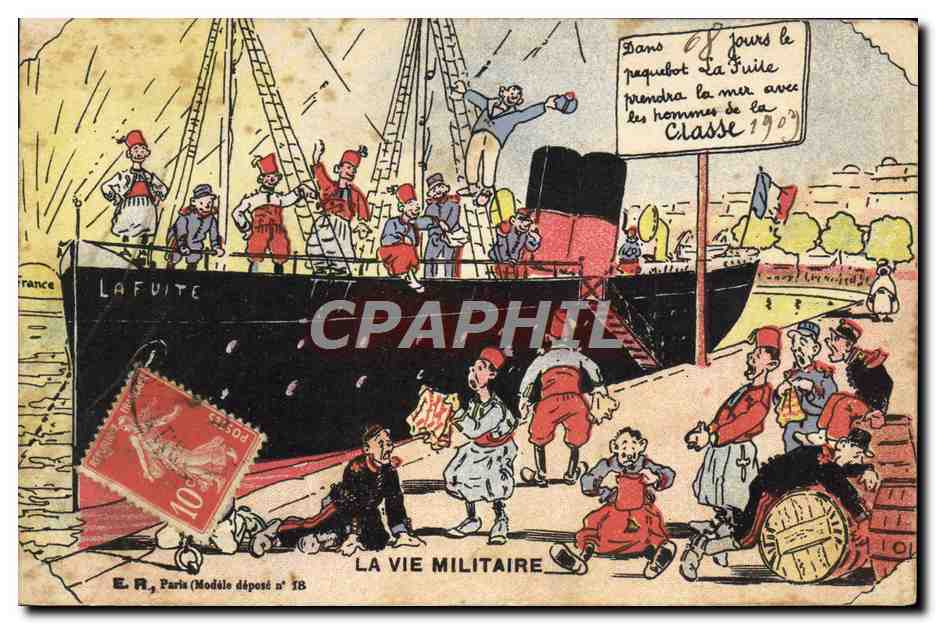 La Fuite — La vie militaire — E. R., Paris (Modèle déposé n° 18)