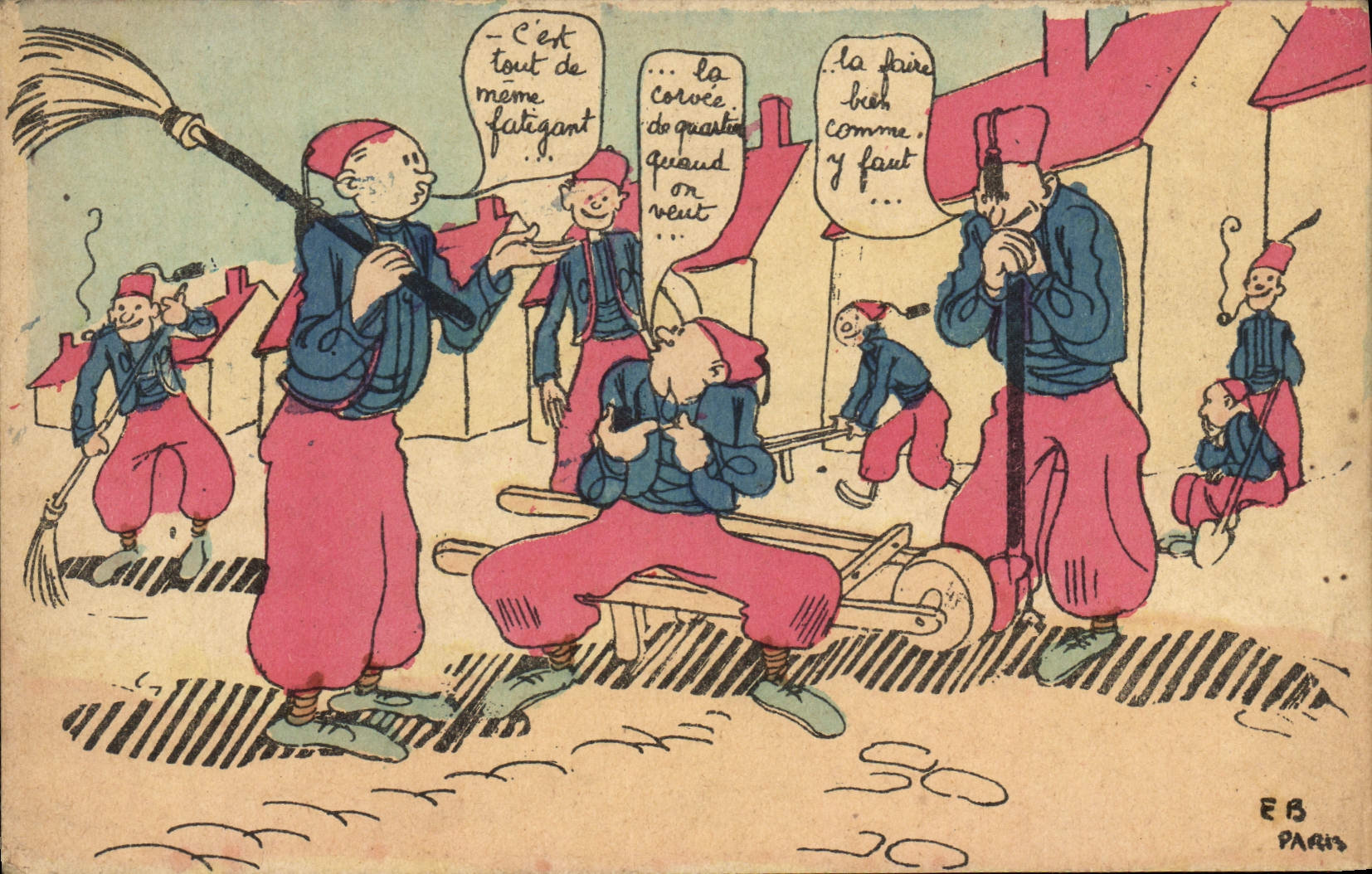 Scène de corvées de quartier — E.B. Paris