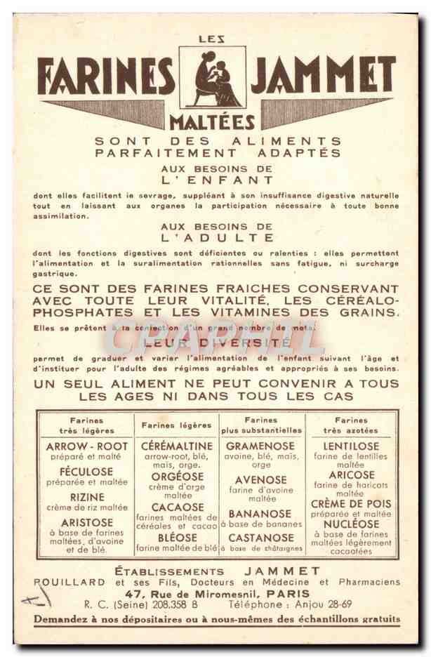 CPA Folklore Bretagne Farines Jammet  — Verso