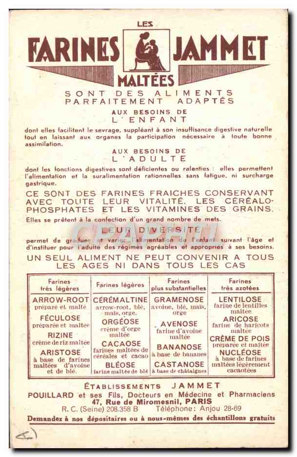 CPA Folklore Farines Jammet Bretagne  — Verso