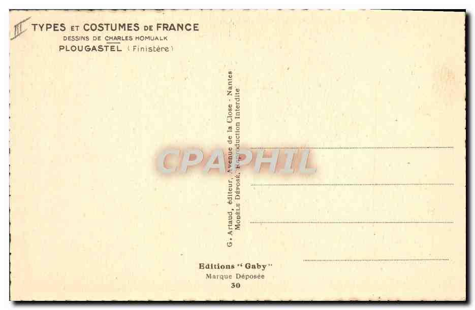 CPA Folklore Charles Homulak Plougastel — Verso
