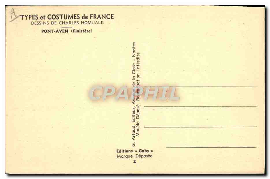 CPA Folklore Charles Homualk Pont-Aven — Verso