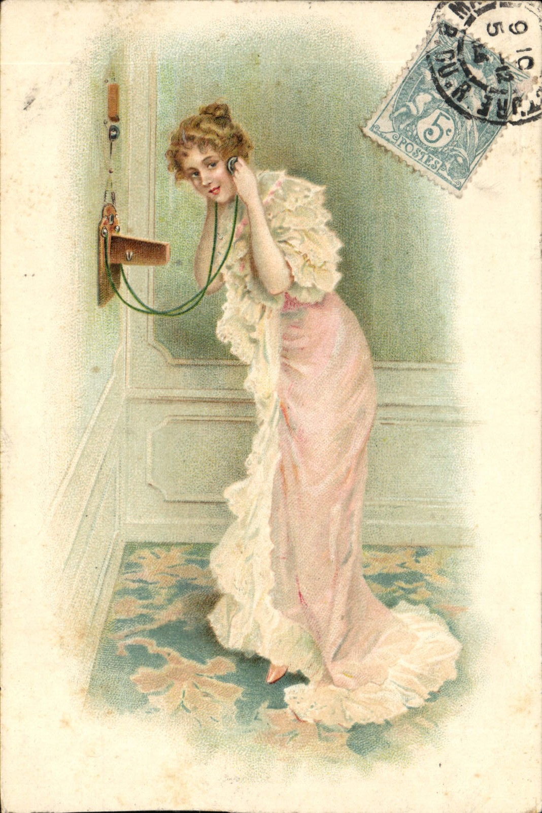 CPA Fantaisie Telephone Femme 