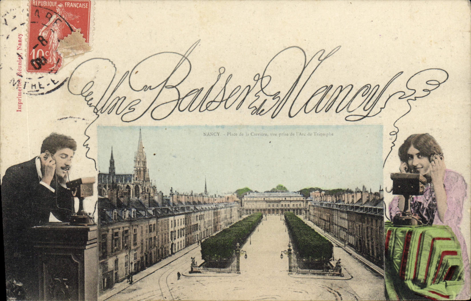 NANCY — Place de la Carrière, vue prise de l'Arc de Triomphe — Imprimerie Rénnier Nancy